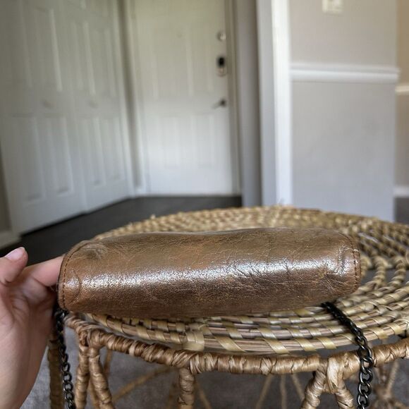 Patricia Nash Florence Crossbody Metallic Glitter Brown Rose Gold Chain Bag - Picture 4 of 9